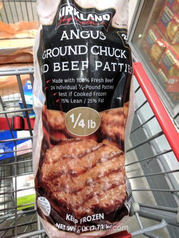 The sirloin beef burgers from Costco have one ingredient, sirloin beef. . Kirkland angus beef patties nutrition